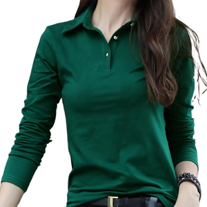 Top de manga larga con solapa de tela seleccionada Crea fácilmente el encanto del lugar de trabajo con un nuevo Top de manga larga para mujer - Product Image 1