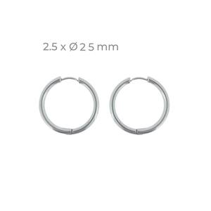 1 Par de Pendientes de Aro Finos de 2.5 x 25 mm, Anillo de Acero con Cierre de Bisagra - Product Image 1