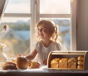 Nature Bamboo <b>Bread</b> Box for Kitchen Countertop Large <b>Wooden</b> Food Keeper W/Rolling Lid Vintage Storage <b>Bin</b> for Bagels, Muffins - Product Image 4