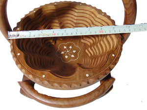 Stylish and Eco-Friendly Modern Foldable Fruit <b>Basket</b> Handmade Teak <b>Wood</b> Goods Folk Art Style - Product Image 6