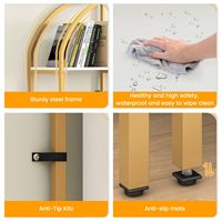 VEKIN Étagère Moderne en Bois Doré Blanc Arqué, Grande, Robuste et Durable, Meuble de Rangement avec Portes Inférieures pour Salon