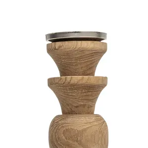 Porte-bougie en bois artistique de qualité supérieure, forme ronde unique à plusieurs niveaux pour une décoration élégante de la maison et de Noël - Product Image 4