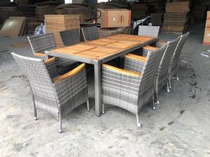 Ensemble de table à manger de qualité supérieure Dessus de table en acacia 8 places Meubles en rotin d'extérieur Ensemble de salle à manger en rotin d'osier Fabricant - Product Image 6