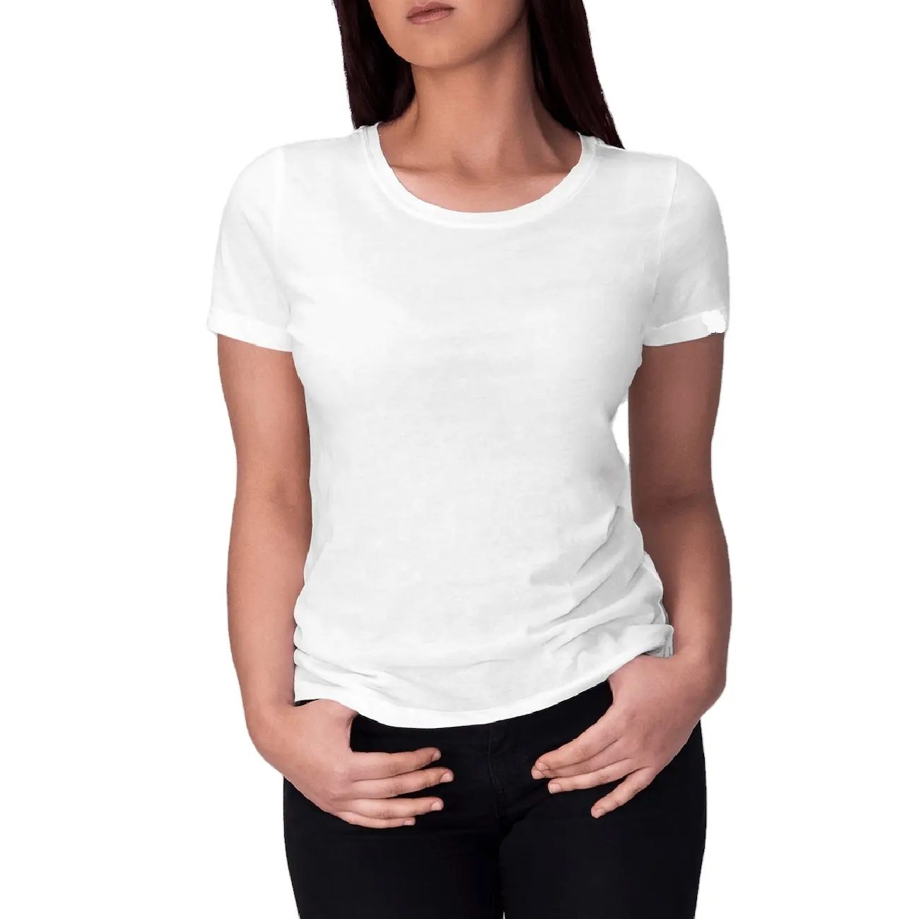Camisetas de alta calidad para mujer, camisas 100% de algodón lisas en blanco, ropa informal para mujer, venta al por mayor