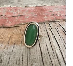 Aventurine Gemstone Ring in 925 Sterling <b>Silver</b> Elegant Handmade Stacking Ring Minimalist Style <b>Solid</b> <b>Silver</b> Jewelry Gift - Product Image 1