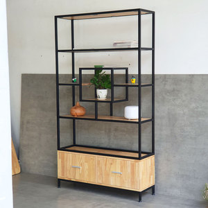 Meuble/étagère décoratif pour salon au design minimaliste 100x30x180cm en bois d'hévéa KTB68142 - Product Image 6