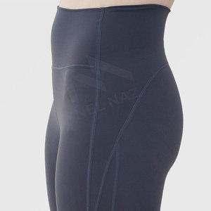 Legging de sport pour femme à taille haute, sans couture, en Spandex/Nylon, séchage rapide, respirant, motif uni, taille élastique, personnalisable avec logo OEM - Product Image 6
