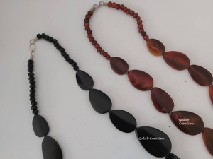 Long collier en corne de buffle naturel fait à la main léger bijoux de déclaration écologique pour les femmes dans le style tribal et Boho - Product Image 3