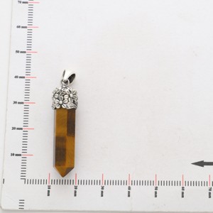 Premium 925 Sterling Silver Pendant Trendy Bezel Setting <b>Tiger</b> Eye Pencil Shape Cut Stone Fashion Silver Elegant Gift Unisex - Product Image 3