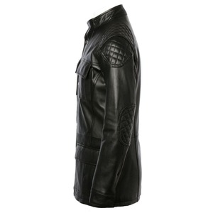 Chaqueta de Cuero 100% Genuino para Hombre, Impermeable, Transpirable, con Cierre de Cremallera, Cuello Alto, Personalizable, para Motociclistas, Invierno - Product Image 3