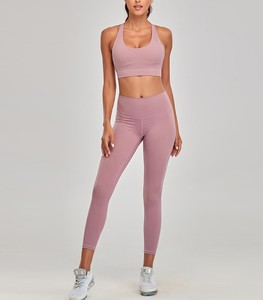 Vente en gros d'ensemble de yoga sans couture personnalisé vêtements d'entraînement pour femmes vêtements de sport deux pièces avec pantalon et soutien-gorge Fabricant - Product Image 4