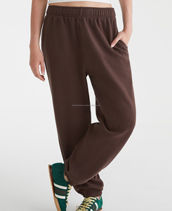 กางเกงจ็อกเกอร์เอวสูงของผู้หญิงผ้าฝ้าย100% ถักตรงทรงหลวมสไตล์สตรีทแวร์ระบายอากาศได้ดีสวมใส่สบายมีเชือกปิด - Product Image 2