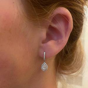 Pear Cut Lab Grown Diamond Earring Double Halo <b>Clip</b> on CVD Diamond Bridle Earring 2.00 Ctw Lab Created Dangle & Drop Earring VS1 - Product Image 3