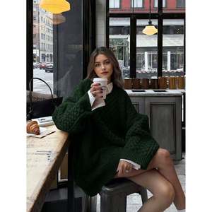 Cardigan décontracté d'hiver pour femme avec appliques brodées, dentelle et col à nœud, 100 % acrylique, manches lanternes - Product Image 5