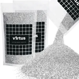 V1rtus Coulis à paillettes argentées 2x100g Additif pour carreaux de mur Mosaïque de verre Accessoire de salle de bain - Product Image 1