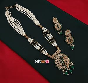 Conjunto de joyería de boda larga de lujo del fabricante indio, conjunto de collar y pendientes tradicional étnico para mujeres y niñas, diseño de moda - Product Image 1
