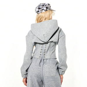 Ensemble de jogging de qualité supérieure, vente chaude, vêtements de rue personnalisés, vêtements d'automne, imprimé, haut court pour femme, ensemble de survêtement 2 pièces - Product Image 4