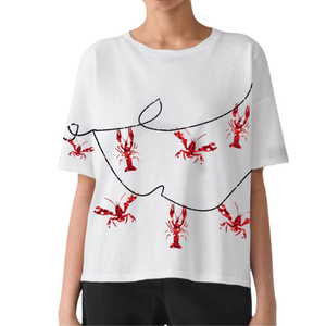 Custom Round Neck <b>Sparkly</b> Boxy Fit <b>T</b>-<b>shirt</b> Hot Sale Summer Customized High Quality Casual Crawfish Sequin <b>t</b> <b>Shirt</b> for Women - Product Image 2