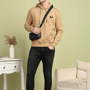 Sudadera con capucha de mezcla de algodón informal para hombre con Capucha ajustable y estilo clásico sudaderas con capucha de algodón simples y suaves para hombre - Product Image 3