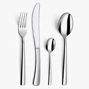 Ensemble cuillère fourchette paille en acier inoxydable plaqué argent Nouveau design Poignée design triangle fini mat - Product Image 4