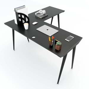 โต๊ะทำงานรูปตัวแอล Cone Concept HCCO014 ขนาด 140x140 ซม. โครงเหล็กแบบมินิมอล ประกอบเองได้ - Product Image 3