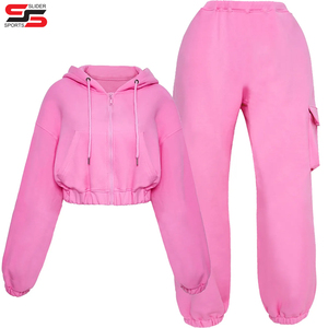 Chándal de mujer de algodón informal personalizado al por mayor, chándal de mujer con estampado liso - Product Image 6
