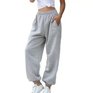 High Quality Gray <b>Harem</b> Sweatpants Mid-Waist Elastic Waist Loose Fit <b>Trousers</b> Ankle-Length Casual Joggers With Pockets - Product Image 1