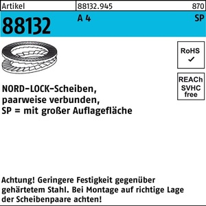 Arandelas Nord-Lock R 88132 Encoladas NL 22 SP SS a 4, 50 Piezas - Product Image 1