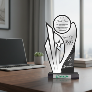 Trophée en acrylique poli durable d'excellence pour la reconnaissance des employés, gravure personnalisée, impression typographique, reconnaissance des réalisations d'entreprise - Product Image 1