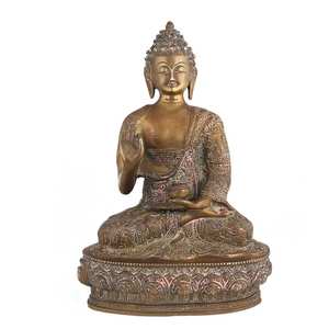Handmade Indian Brass Antique Bronze Lord Buddha Sculptures Figurine Statue <b>Home</b> <b>Decor</b> <b>Gift</b> Items Size: 22 X 11 cm SNS-420 - Product Image 1