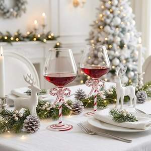 Moño <span class=keywords><strong>de</strong></span> Caramelo Navideño para Copas, Cinta Festiva <span class=keywords><strong>de</strong></span> Santa Claus, Cristal Soplado a Mano, Decoración Navideña para Fiestas <span class=keywords><strong>de</strong></span> Invierno en Casa - Product Image 3