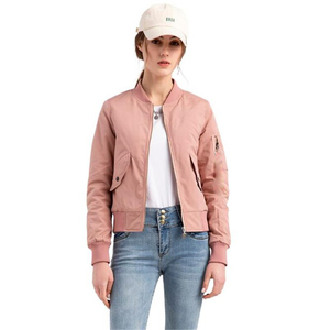 PRO ENTERPRISES Blouson d'aviateur en satin de haute qualité pour femmes Service OEM personnalisé prêt pour l'hiver fermeture à glissière col en V col complet - Product Image 2