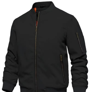 Blouson bombardier noir veste à glissière de mode décontractée pour hommes avec doublure matelassée orange veste Streetwear Taslan - Product Image 1