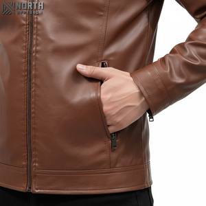 Oem Outdoor Fashion Factory Chaqueta de cuero de invierno de alta calidad para hombre 2025 Stand Collar Nuevo diseño con bombardero de calidez interior - Product Image 5