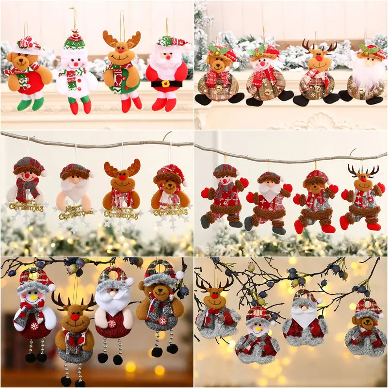 Christmas decorations old man snowman deer Christmas gifts small pendants plush dolls Christmas tree pendant supplies