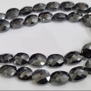 Cuentas de diamante de moissanita de forma elegante ovalada negra de 9,50 MM + 11 MM, cuentas de moissanita facetadas hechas a mano, joyería personalizada - Product Image 1