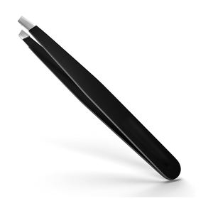 Pince à épiler en acier inoxydable recouverte de couleur noire, pointe inclinée, 4 pouces, pour enlever les poils du front, pince à épiler pour la beauté - Product Image 1