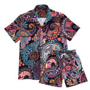 Ensemble de shorts imprimés par transfert thermique de qualité supérieure pour hommes, couleur personnalisée, nouveau tissu respirant en satin polyester/coton, ensembles décontractés d'été avec t-shirt - Product Image 6