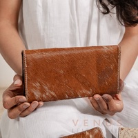 Dompet kulit asli untuk wanita, dompet kulit sapi asli kelas atas buatan tangan untuk hadiah panjang ukiran Tooled