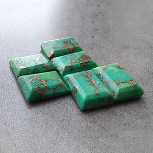 AAA + Qualité Naturel Vert Cuivre Turquoise Rectangle Forme Facette Coupe FlatBack Calibré WholesaleGemstones AllSizesAvailable - Product Image 2