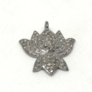 Red Mountain Gems - Colgante de Plata de Ley 925 con Diseño de LOTO Vintage para Mujer, con Diamantes Pavé de Color I, Corte Brillante Redondo, 20x20MM - Product Image 1