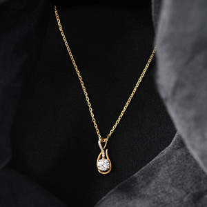 NOVAMART Fine Ceci 925 Silver Solitaire Pendant Water <b>Drop</b>-shaped Diamond Rhodium Plated <b>Box</b> Chain Trendy Geometric Number Desig - Product Image 2