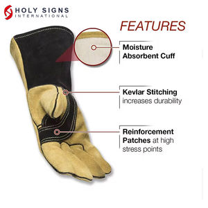 ถุงมือช่างเชื่อมหนังสีทองป้องกันการเจียระไนคุณภาพสูงความปลอดภัยในอุตสาหกรรมสำหรับงานเชื่อมสะดวกสบาย - Product Image 6