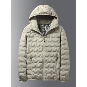 Chaqueta blanca de invierno para hombre, chaquetas acolchadas con capucha plisadas a prueba de viento con autocalentamiento, abrigos cálidos informales, ropa para hombre - Product Image 1