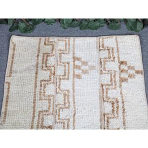 พรมขนาด 2.2x3 ฟุต, พรมวินเทจตุรกี, พรมขนสัตว์ลายทางสีขาว - Product Image 3