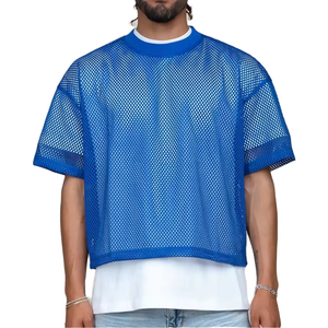 Nueva llegada Camiseta de malla personalizada Oversized Fit 100% Cotton Knitted Cropped Jersey para hombres - Product Image 1
