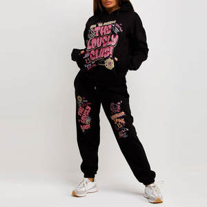 Combinaison de survêtement empilée de meilleure qualité pour femmes Ensemble de vente en ligne à capuche à manches longues, décontracté et design d'hiver à motif unique et solide - Product Image 4