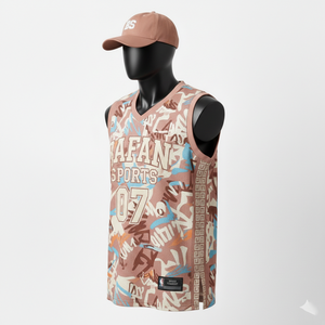 Camiseta de Baloncesto para Hombre, 180 GSM, Malla Deportiva Premium de Poliéster, Tacto Suave, Color Marrón Bronceado, Sublimación Gráfica, Logotipo Personalizado - Product Image 4