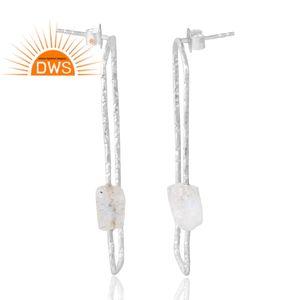 Hot Selling 925 Sterling Silver Natural Rainbow <b>Moon</b> Gemstone <b>Earring</b> Custom Jewelry For Women Gift For Her - Product Image 4