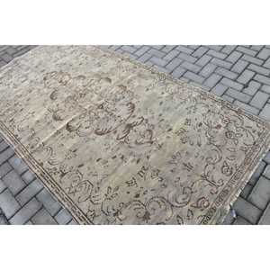 Turkish 4.5x8.3 ft Rug, Area Vintage Rug, <b>Brown</b> Gray Patchwork <b>Wool</b> Rug - Product Image 4